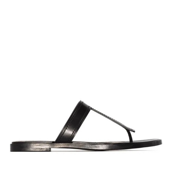 NEW Tom Ford T F Logo Black Leather Sandal Flat 37 - Picture 3 of 12